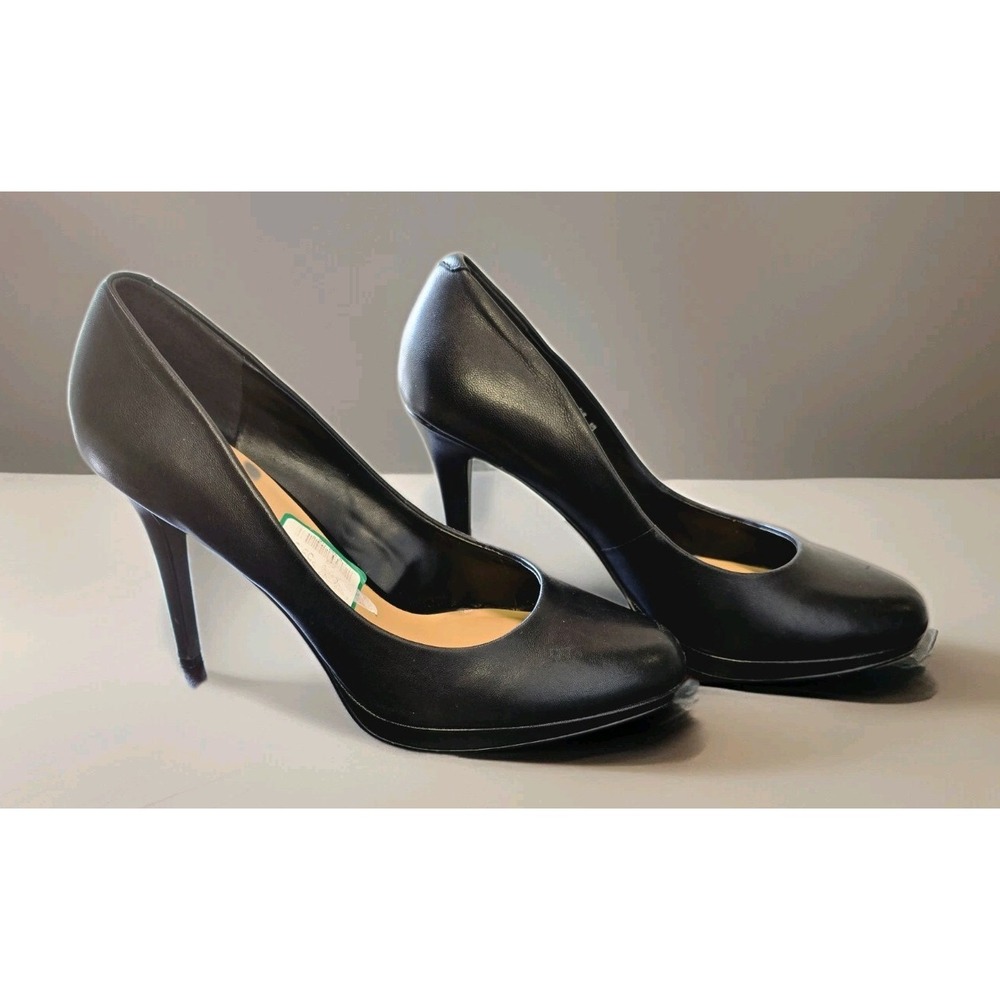 NWT Bleecker & Bond Black Leather Celeste platform Pumps SZ 9.5M Dress Heels